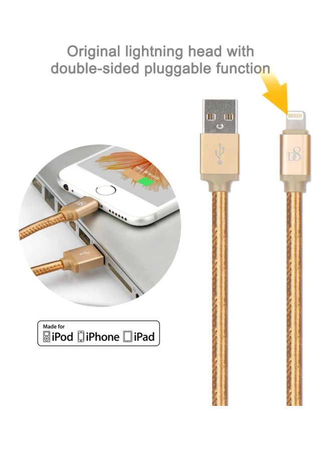 D8 Lightning Data Sync Charging Cable Gold - Image 3
