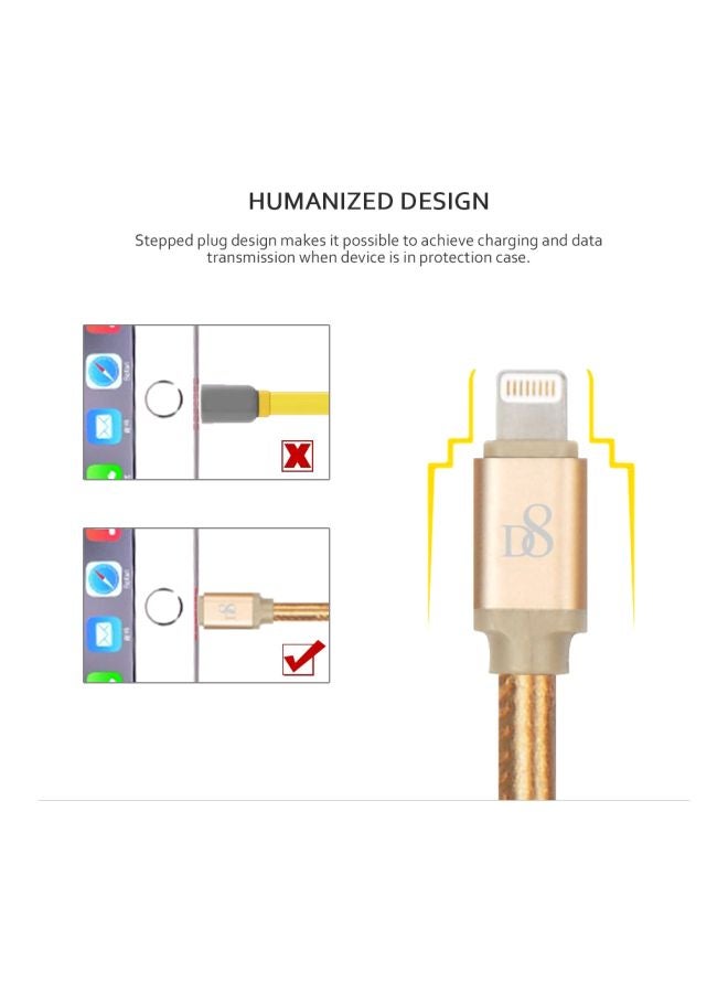 D8 Lightning Data Sync Charging Cable Gold - Image 4
