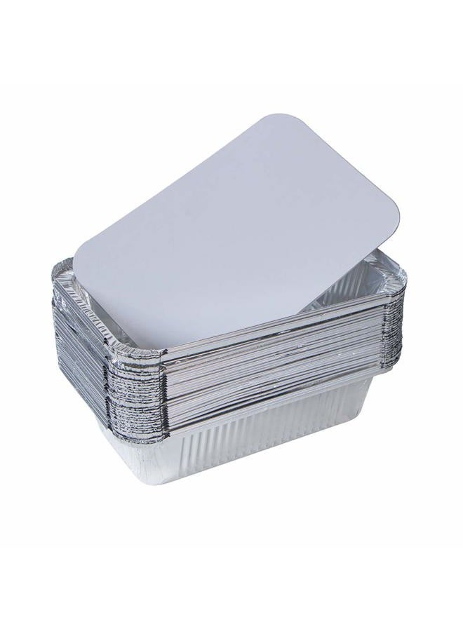 Webake Large Aluminum Foil Tin Pans 9 x 5 inch Disposable Aluminum Foil Take-out Containers 3 Lb Foil Bread Pan Loaf Pans Baking Pans For Cake Toast - Pack of 30 with Lids - Image 1