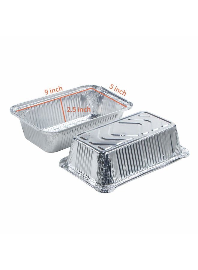 Webake Large Aluminum Foil Tin Pans 9 x 5 inch Disposable Aluminum Foil Take-out Containers 3 Lb Foil Bread Pan Loaf Pans Baking Pans For Cake Toast - Pack of 30 with Lids - Image 2