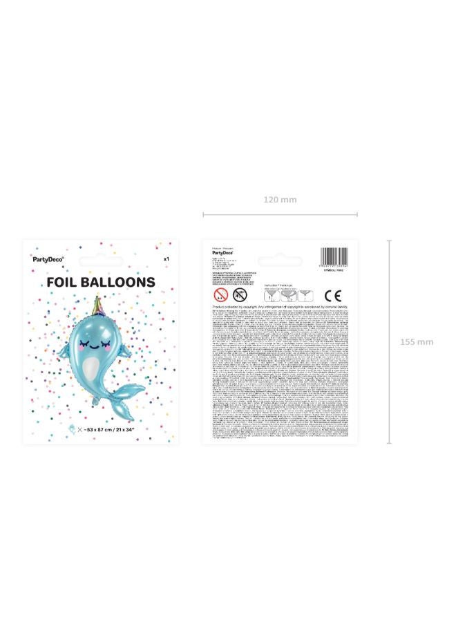 PartyDeco Foil balloon Narwhal, 53x87cm, mix - Image 4