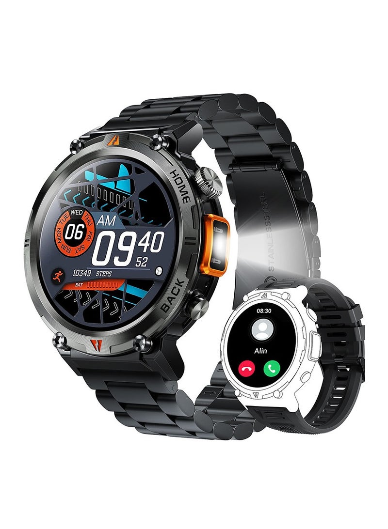 AROAQ KE3 LED Flashlight Smart Watch with Bluetooth Heart Rate Blood Oxygen Sleep and Exercise Monitor 3ATM