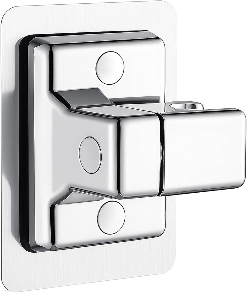 Adhesive Shower Head Holder, Handheld Shower Wand Bracket 360°Adjustable, No Drilling Required, Universal 4-Pin Interface, Rustproof Plating, Silver - Image 1