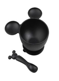 Bumkins Baby Bowls, Disney Mickey Mouse Silicone Baby Feeding Set, Suction Bowls for Baby and Toddler with Spoon, First Feeding Set, Platinum Silicone Bowl for Babies 4 Months