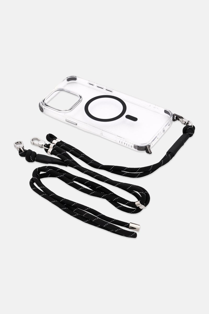 LEVELO iPhone 16 Pro Max Celeste Magsafe Case With Crossbody Strap, Transparent - Image 4