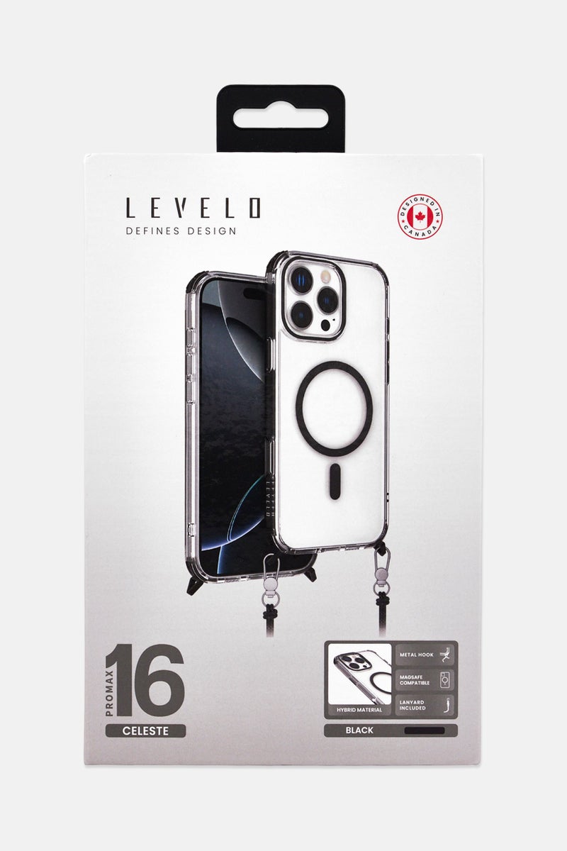 LEVELO iPhone 16 Pro Max Celeste Magsafe Case With Crossbody Strap, Transparent - Image 3