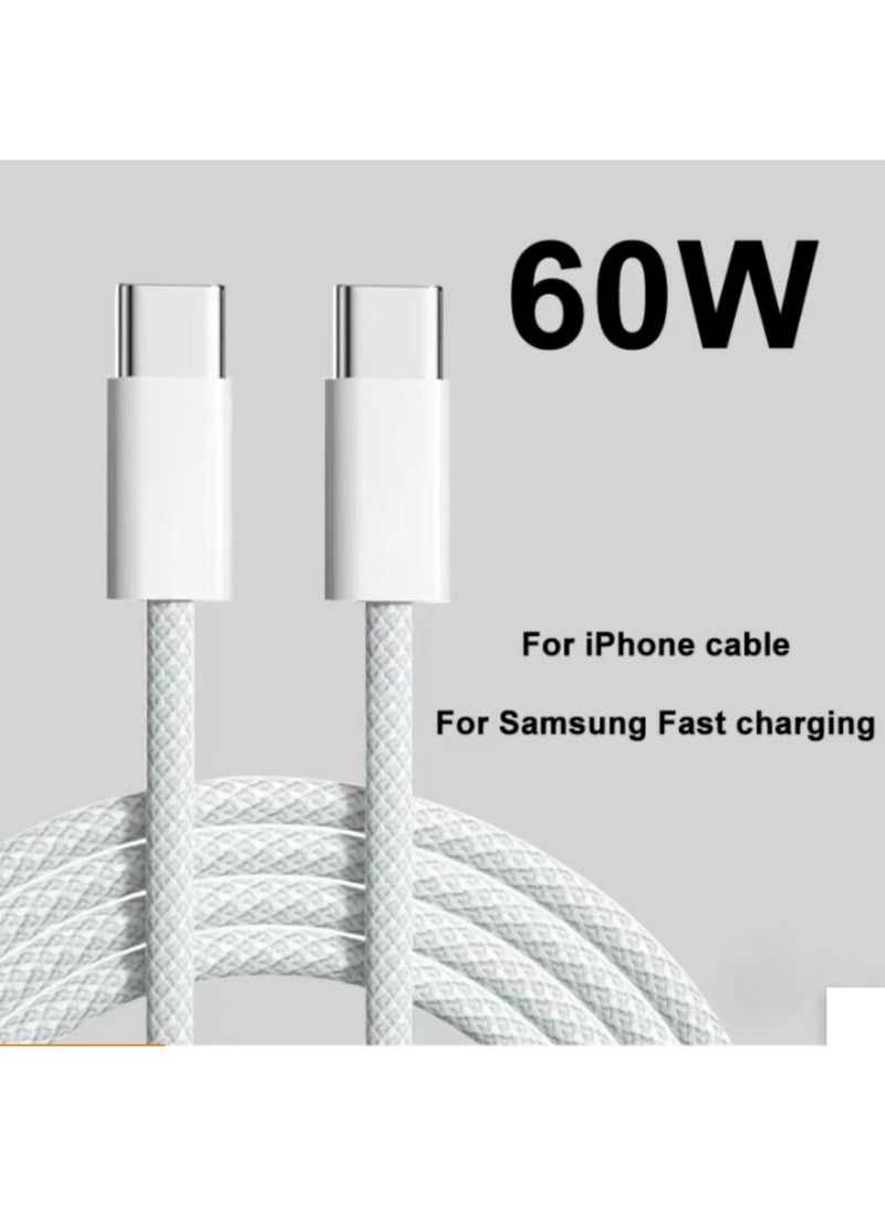PROMASS iPhone fabric cable, (USB C to USB C) Type C to Type C, iPhone 15/15Plus/15Pro/15ProMax - Image 3