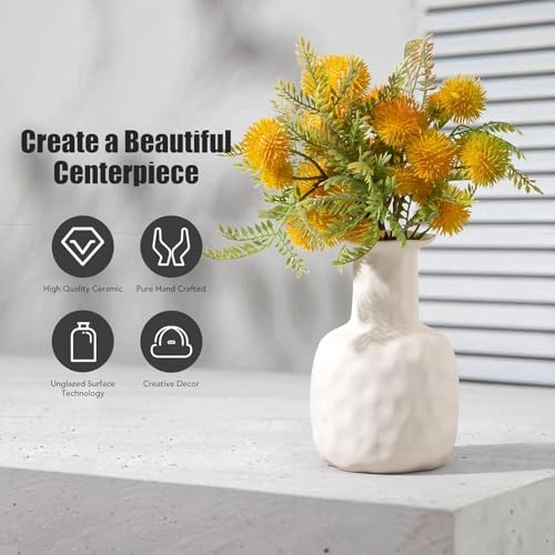 PUREZENTO Roman Bottle White Ceramic Vase 6 Inch - Pack of 1 | Modern Pampas Vases for Home Decor, Wedding, Dinner Table Centerpiece & Showpiece | Decorative Bottle Vase for Flowers and Pampas Grass - Image 4