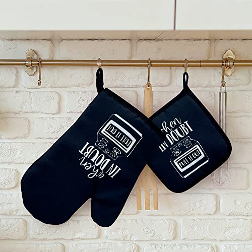zcyhtqp, When in Doubt Pull It Out, Funny Silicone Non-Slip Oven Mitts and Pot Holders Sets of 2, Cooking Baking BBQ Gifts, Chef Gift, Bake Lover Gift, Housewarming Presents - Image 2