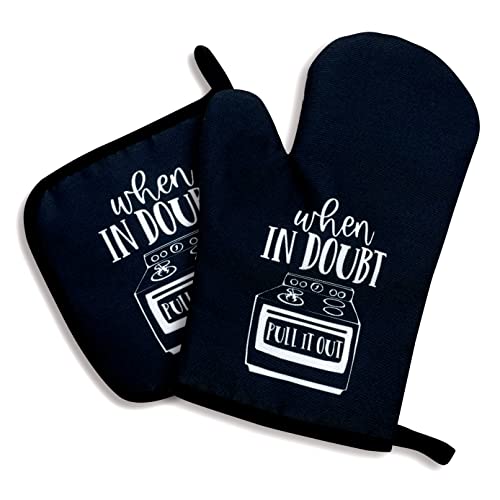 zcyhtqp, When in Doubt Pull It Out, Funny Silicone Non-Slip Oven Mitts and Pot Holders Sets of 2, Cooking Baking BBQ Gifts, Chef Gift, Bake Lover Gift, Housewarming Presents - Image 1