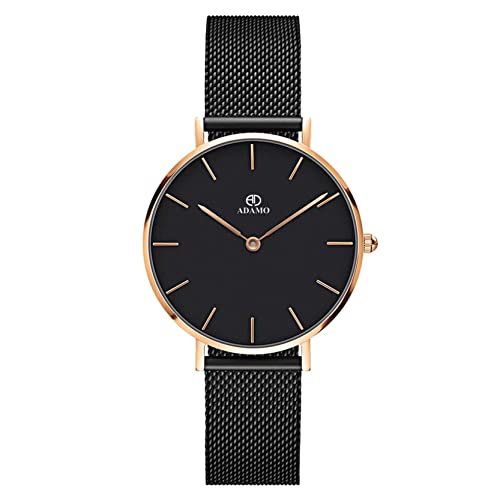 ADAMO Stainless Steel Women's Aritocrat Black Dial Analog Watch (336Knm02) - Image 1
