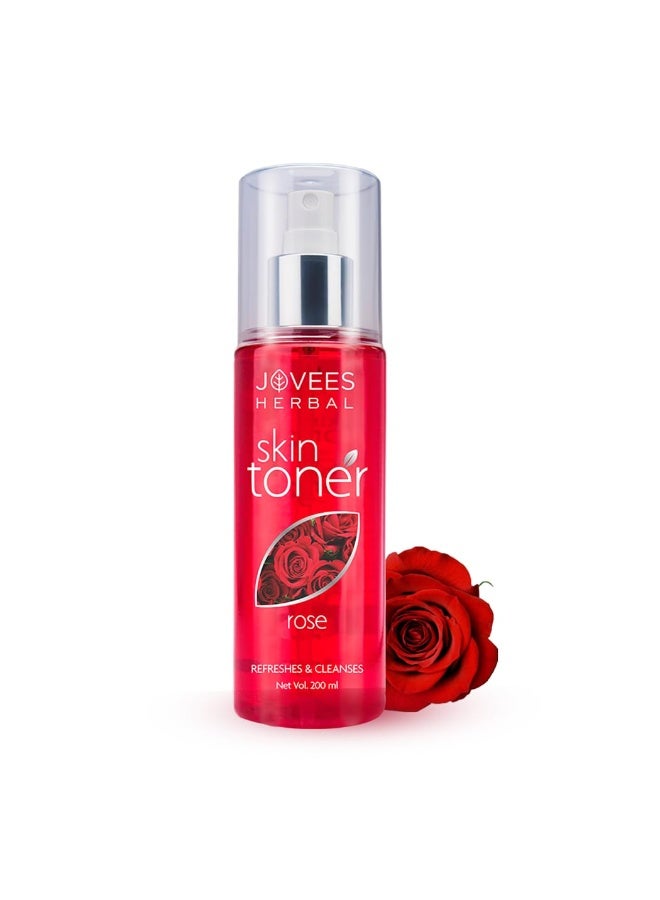 Jovees Herbal Rose Skin Toner For Refreshing Youthful Skin, Tightens Pores, Healthy Glow | Face Mist & Toner For Normal to Dry Skin | Paraben, Alcohol And Chemical Free- 200ml - Image 1