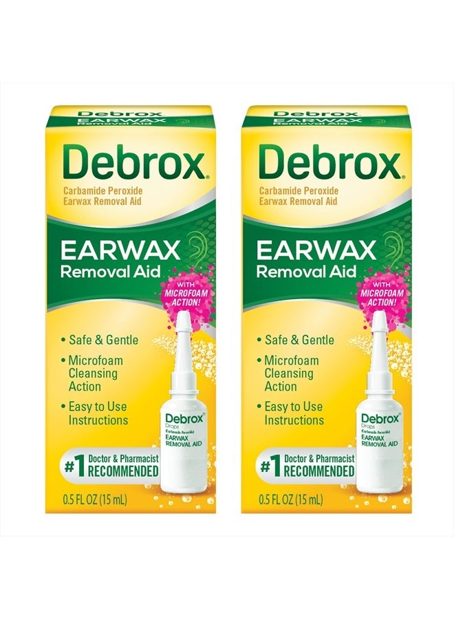Debrox Ear Wax Removal Drops, Gentle Microfoam Ear Wax Remover, 0.5 Fl Oz, 2 Pack  - Image 1