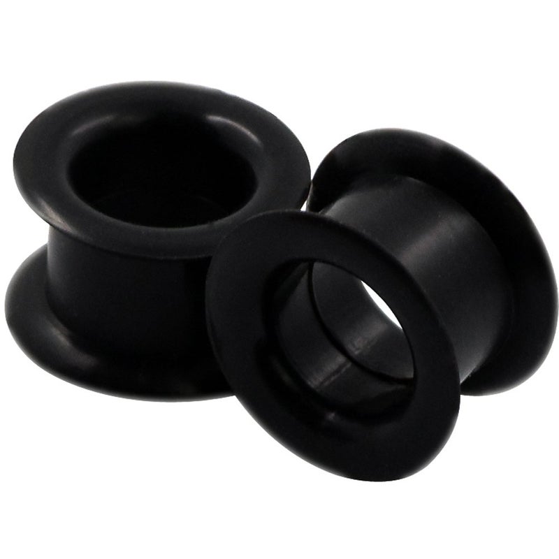 Oyaface Black Pair Colorful Hard Silicone Flexible Ear Skin Tunnels Plugs Expanders Gauges Hollow Body Piercing 14mm(9/16") - Image 1