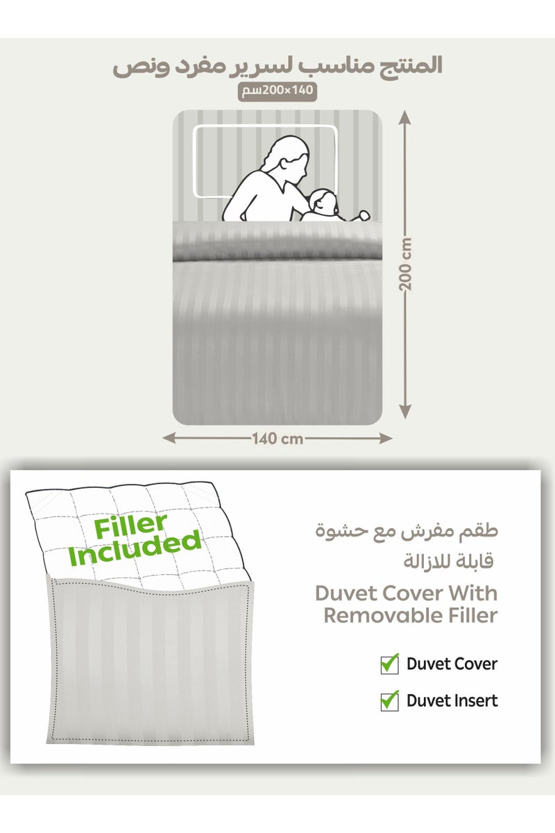 Donetella Striped Comforter Set, Single Size Fits 140x200cm, 5-Piece Hotel Bedding with 350 GSM Filling – Comforter, Comforter Cover, Fitted Sheet, Pillowshams. - Image 3