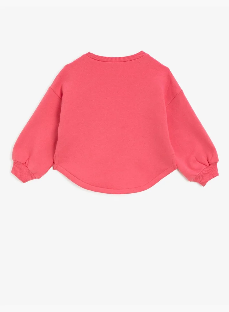 KOTON Silvery Printed Crew Neck Long Sleeve Sweatshirt