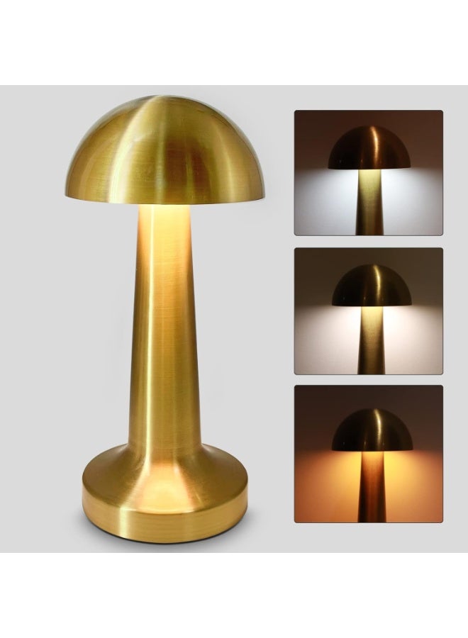 Portable Wireless Mushroom Lamp with Dimmable LED Touch Control 1800mAh Rechargeable Battery Night Light for Kids Room Bedside Table Gold - Image 2