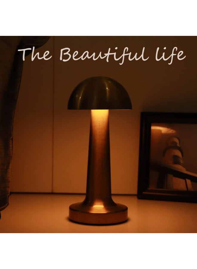 Portable Wireless Mushroom Lamp with Dimmable LED Touch Control 1800mAh Rechargeable Battery Night Light for Kids Room Bedside Table Gold - Image 3
