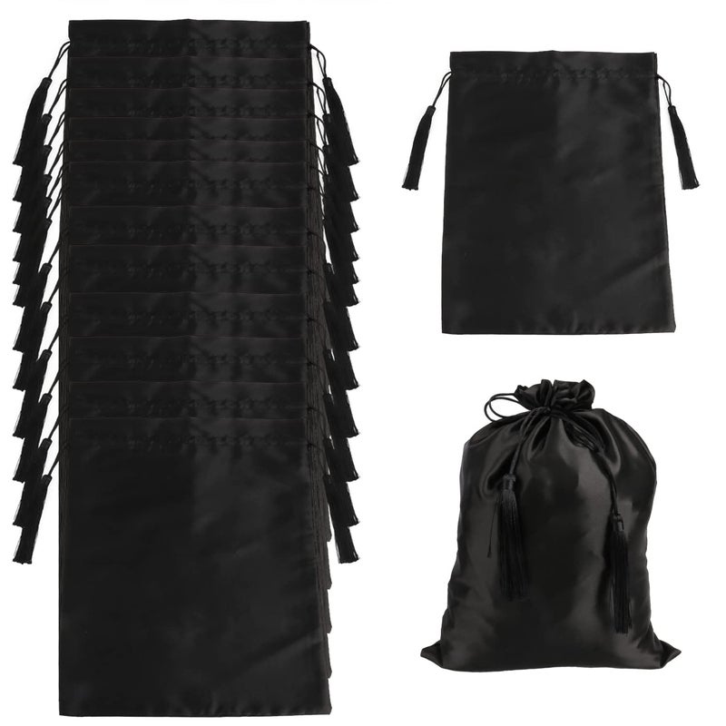 Jelyne 12 Pcs Large Silk Satin Bags Hair Storage Bag With Drawstring Tassel for Packaging WigsBundlesHair Extensions and Hair Tools 118x157Inch Multipurpose Large Bags