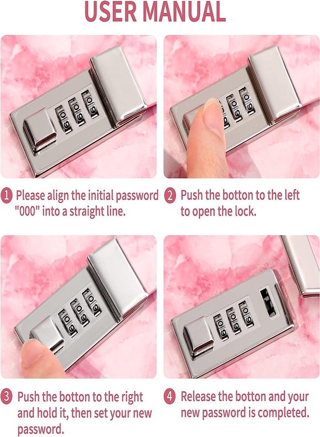 XAMILE Marble Diary Journal With Locks For Girls And Women Secret Diaries Journal With Code Lock A5 Marble Notebooks With Combination Lock Pu Leather Cover Diary For Teen Girl (Pink),192 Pages - Image 4