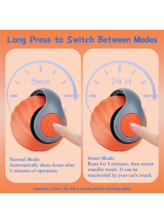 Rolling Cat Toy 3.0 Moving Smart Cat Toy, USB Rechargeable Interactive Ball for Indoor Cats, Automatic Rollie with Replacement Tail, Two Adjustment (Orange1) - Image 3