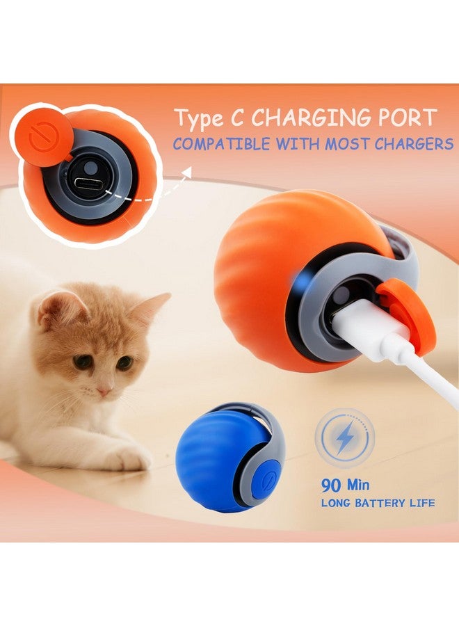 Rolling Cat Toy 3.0 Moving Smart Cat Toy, USB Rechargeable Interactive Ball for Indoor Cats, Automatic Rollie with Replacement Tail, Two Adjustment (Orange1) - Image 4