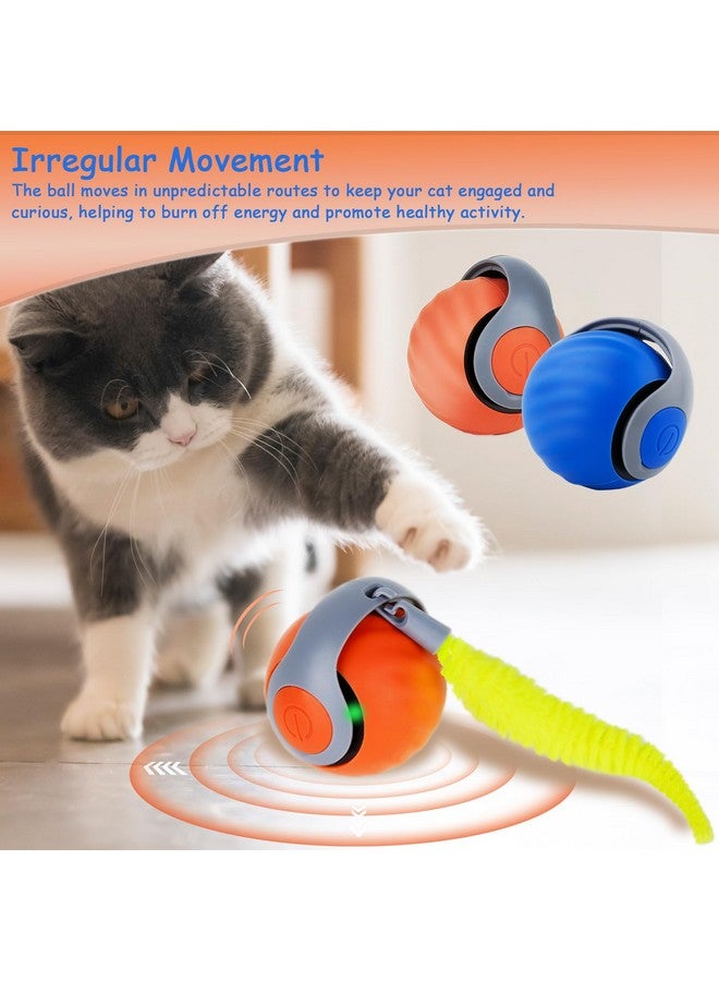 Rolling Cat Toy 3.0 Moving Smart Cat Toy, USB Rechargeable Interactive Ball for Indoor Cats, Automatic Rollie with Replacement Tail, Two Adjustment (Orange1) - Image 2