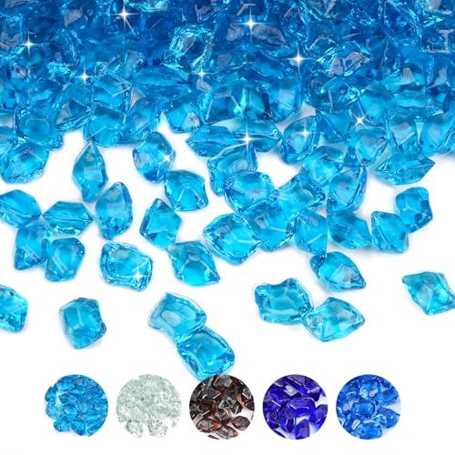 Skyflame 10Pound Polygon Fire Glass for Fire Pit Fireplace Landscaping12inch Aqua Blue