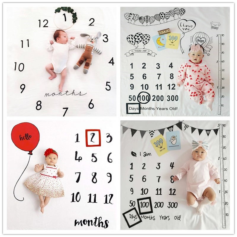 Baby Milestone Month Pography Background Cloth Baby Creative Digital Po Blanket Background Cloth Pography Props - Image 2