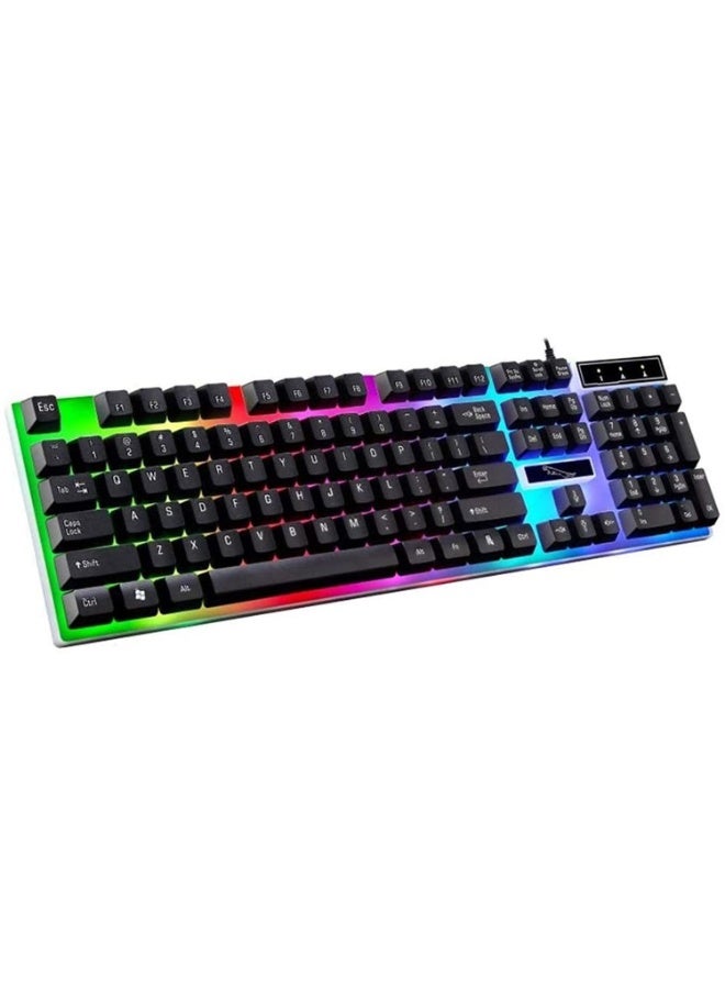 G21 Wired USB Gaming Mouse Flexible Polychromatic LED Lights Computer Mechanical Feel Backlit Keyboard (Black) - Image 1