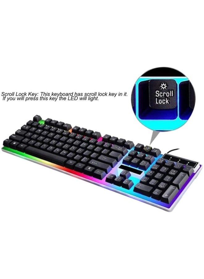 G21 Wired USB Gaming Mouse Flexible Polychromatic LED Lights Computer Mechanical Feel Backlit Keyboard (Black) - Image 2