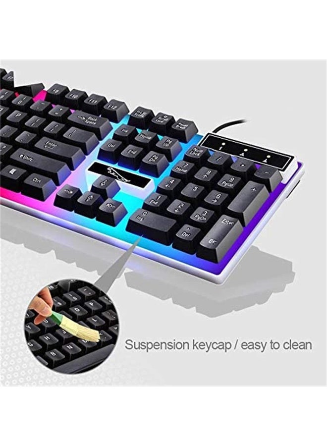 G21 Wired USB Gaming Mouse Flexible Polychromatic LED Lights Computer Mechanical Feel Backlit Keyboard (Black) - Image 4