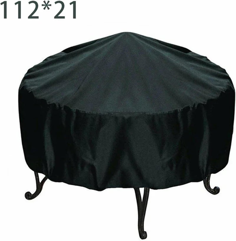 Sturdy 2pcs Fire Pit Cover Round Brazier Stove Waterproof Windproof Sun Protection For Outdoor Garden Furniture Sets Muebles(112x21cm) - Image 2