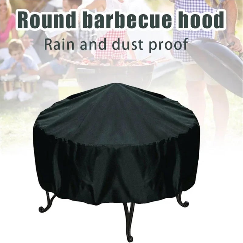 Sturdy 2pcs Fire Pit Cover Round Brazier Stove Waterproof Windproof Sun Protection For Outdoor Garden Furniture Sets Muebles(112x21cm) - Image 3