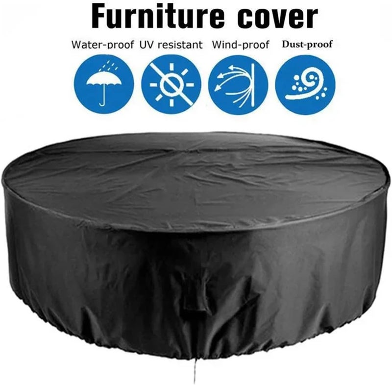 Sturdy 2pcs Fire Pit Cover Round Brazier Stove Waterproof Windproof Sun Protection For Outdoor Garden Furniture Sets Muebles(112x21cm) - Image 4