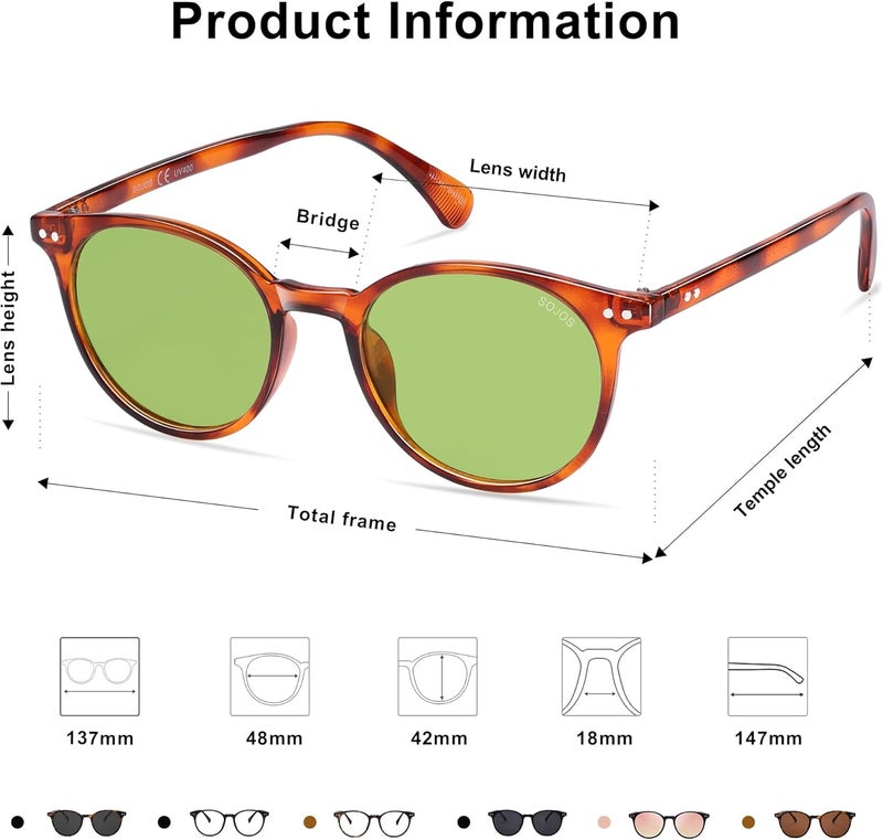 Sojos Small Round Classic Polarized Sunglasses for Women Men Vintage Style UV400 Lens MAY SJ2113 - Image 5