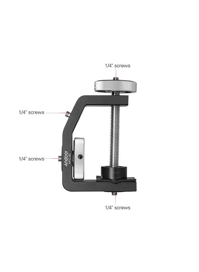 ANDOER - MFC-60 Heavy Duty Photography Desk Tree Clamp Multifunctional C-shaped Clamp Window Glass Clamp for GoPro Action Camera for DSLR Camera Max. 60mm Clamping Distance Max. Load 4kg - Image 1