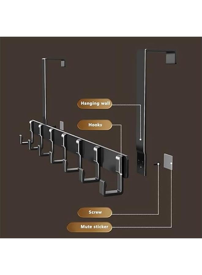 HOOKOR Durku Over Door Hook Hanger with7 Heavy Duty Aluminum Alloy Hooks,Coat Hooks Rack Wreath Door Hanger Key Holder Storage for Bedrooms Kitchen Bathroom Jackets Purses Bags Clothes and Towels (White)  - Image 2