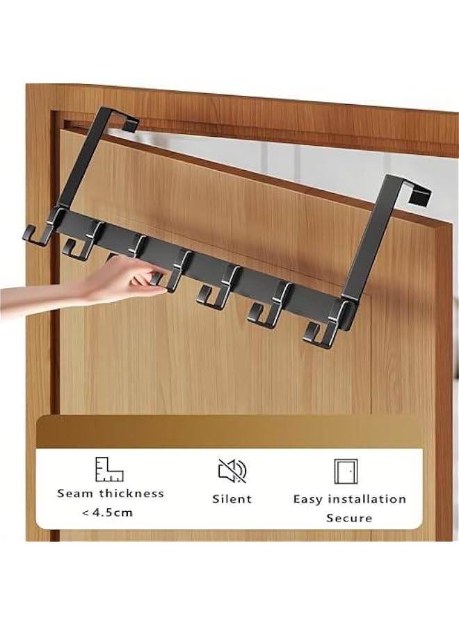 HOOKOR Durku Over Door Hook Hanger with7 Heavy Duty Aluminum Alloy Hooks,Coat Hooks Rack Wreath Door Hanger Key Holder Storage for Bedrooms Kitchen Bathroom Jackets Purses Bags Clothes and Towels (White)  - Image 5