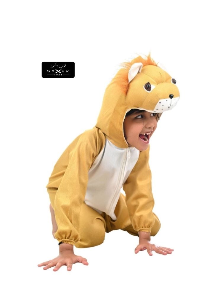 Ruby Kids Lion Costume Jumpsuit with Hood & Tail – Animal Fancy Dress for Boys & Girls - Image 2