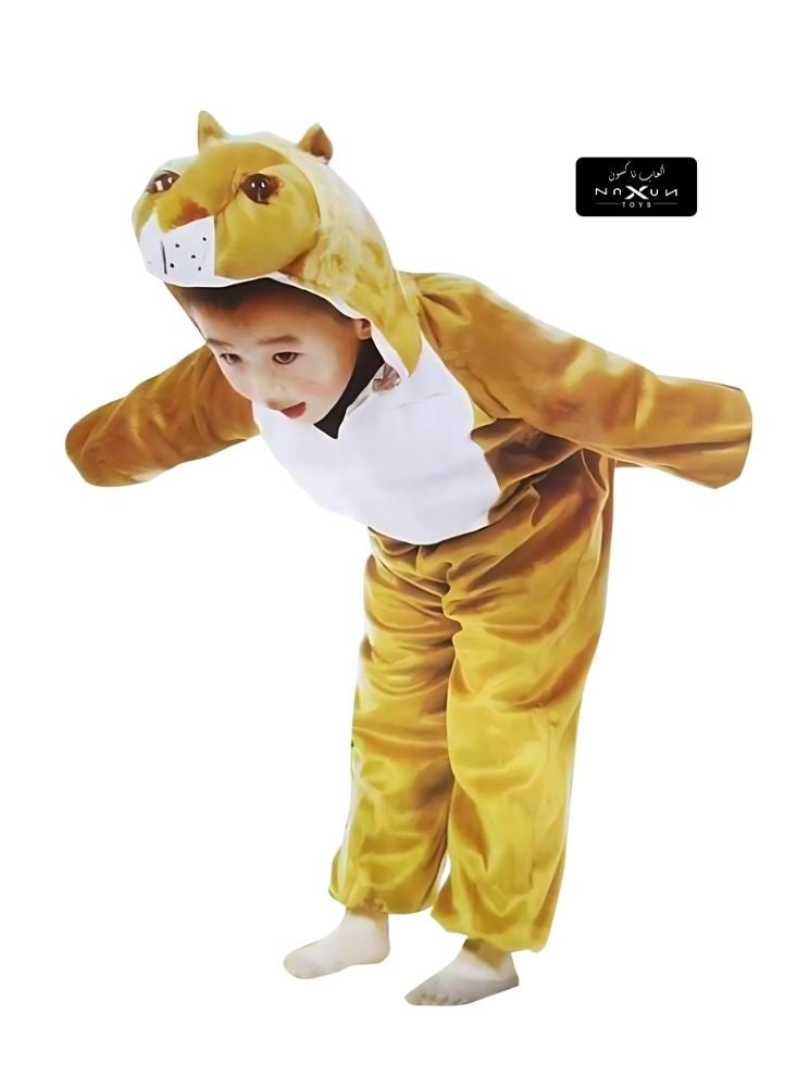 Ruby Kids Lion Costume Jumpsuit with Hood & Tail – Animal Fancy Dress for Boys & Girls - Image 1