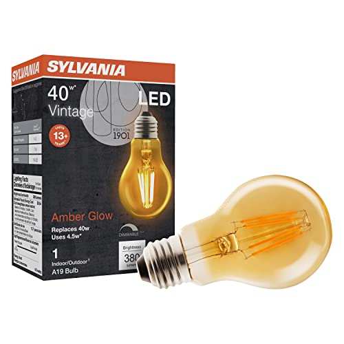LEDVANCE SYLVANIA A19 LED Vintage Light Bulb, 40W Equivalent Efficient 4.5W, 13 Year, 380 Lumens, Dimmable, Amber Glow - 1 Pack (75347) - Image 1