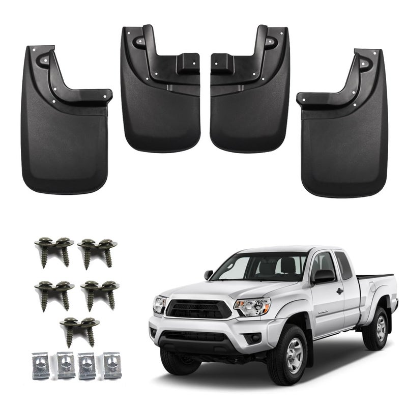 RMOURTEKK Mud Flaps Compatible with Tacoma 2005-2015 Mud Flaps Guards Front & Rear 4pc Set (with OEM Fender Flares Only) - Image 1