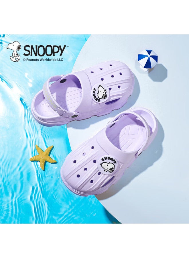 Snoopy Boys' Perforated Shoes, All-season Garden Shoes, Children's Soft-soled Comfortable Home Shoes, 3944 Purple, Size 40