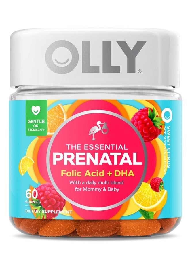 OLLY The Essential Prenatal, Folic Acid + DHA, Sweet Citrus 60 Gummies - Image 1