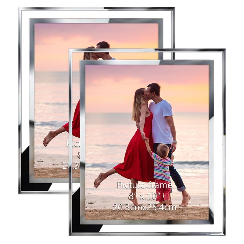 Giftgarden 8x10 Picture Frames Glass 2 Pack Clear Photo Frame Vertical Horizontal Tabletop Standing