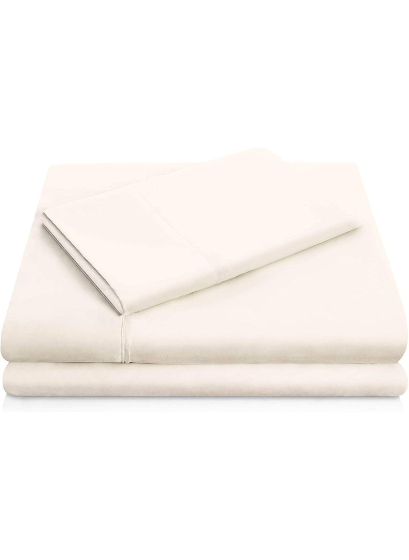 MALOUF MALOUF Double Brushed Microfiber Super Soft Luxury Bed Sheet Set  Wrinkle Resistant  Cot Size  Ivory  - Image 1