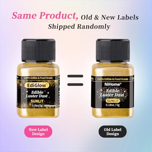 NiHome Edible Food-Grade Glimmer Powder Glitter Luster Dust Metallic Food Decorating Sprinkle Glimmery Dust for Drink Wine Beverage Cake Candy Dessert Bakery Restaurant Vegan (0.18oz/5g, White) - Image 5