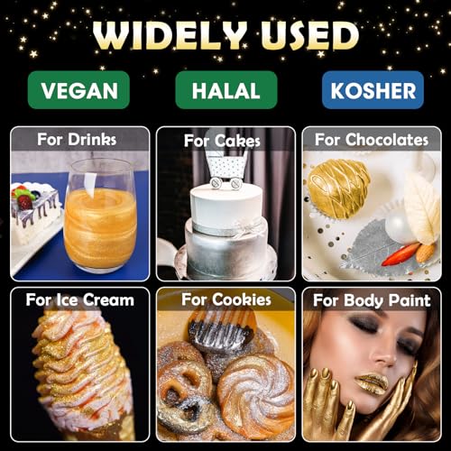 NiHome Edible Food-Grade Glimmer Powder Glitter Luster Dust Metallic Food Decorating Sprinkle Glimmery Dust for Drink Wine Beverage Cake Candy Dessert Bakery Restaurant Vegan (0.18oz/5g, White) - Image 3
