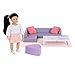 Lori Yunis Cozy Sofa Set Mini Doll Living Room Furniture 6Inch Doll Dollhouse Accessories Sofa Pouffe Table Rug Pillows Play Set for 3 Years - Image 3